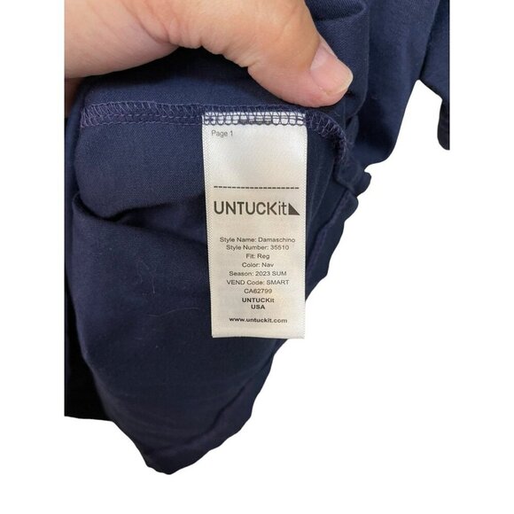 Untuckit Wrinkle-Free Damaschino Polo Navy Blue Men’s Size XXL - Picture 4 of 7